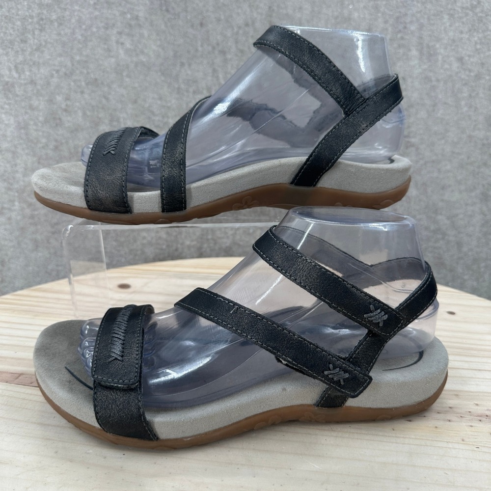 Aetrex Gabby Sandals Womens 8.5 Black Adjustable Quarter Strap SE266W